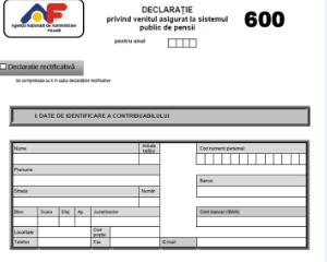 Ordinul ANAF nr. 3655/2015 - aprobarea modelului formularului 600 "Declaratie privind indeplinirea conditiilor de incadrare in categoria persoanelor asigurate obligatoriu in sistemul public de pensii